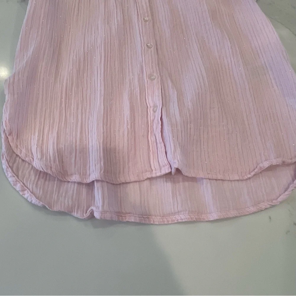 GAP Women’s Pink Button-Up Blouse with Ruffle Sleeves - Picture 4 of 15